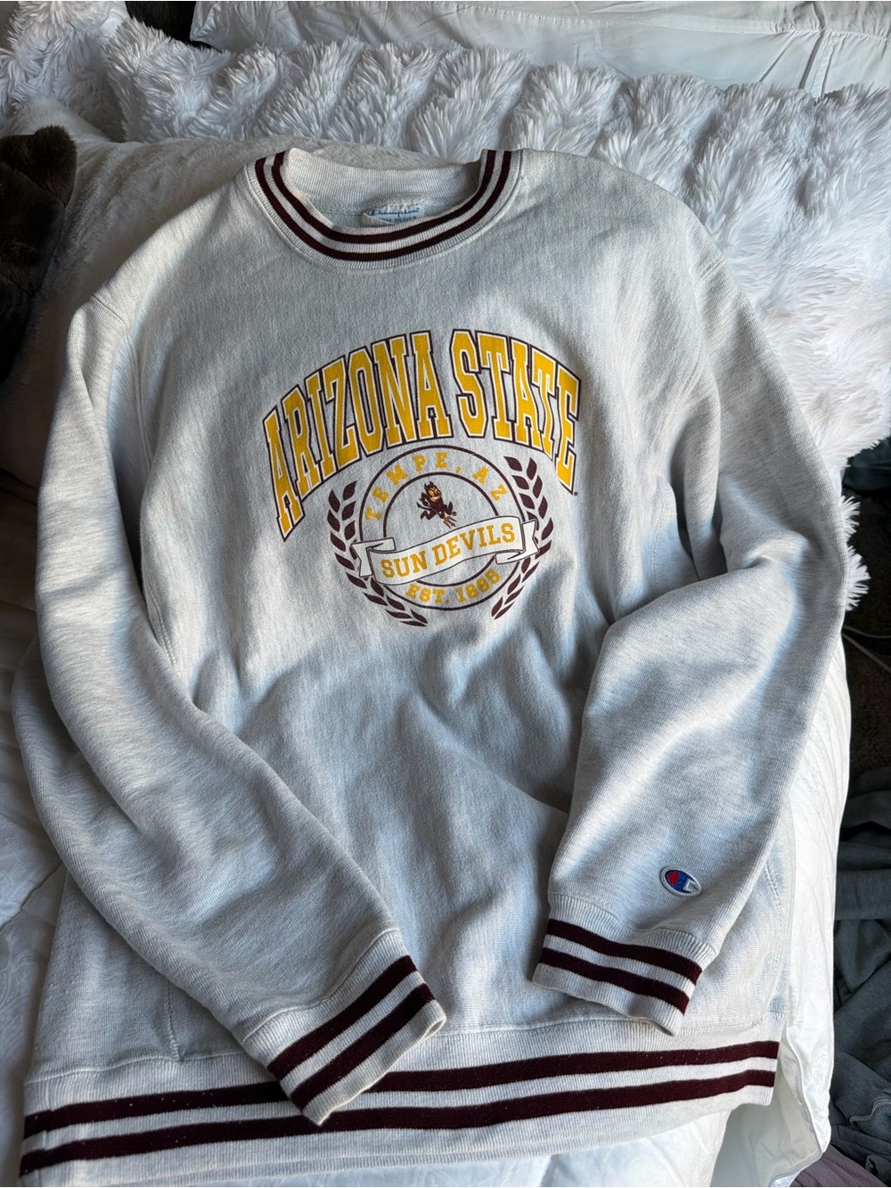 Champion Arizona State Sun Devils Heather Grey Crewneck Sweatshirt
